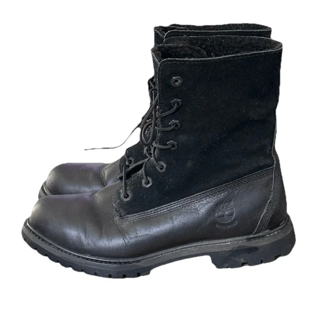 Timberland Women's 8 Teddy‎ Fleece Lined Fold Down Waterproof Leather Boots Read